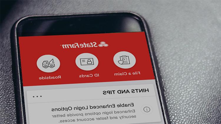 Mobile phone displaying the State Farm mobile app with the option for a digital id card.